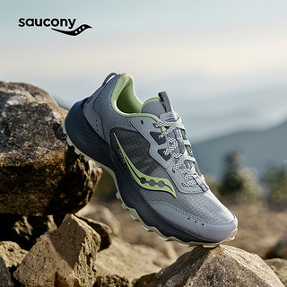 Saucony索康尼AURA TR女鞋户外越野跑鞋低帮徒步鞋防滑耐磨登山运动鞋子 灰绿110 37