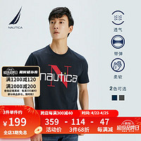 NAUTICA 诺帝卡 男装2021春夏休闲全棉短袖圆领T恤VE1197 4NV藏青(211) M