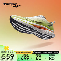 Saucony索康尼TIDE浪潮透气跑鞋男鞋入门进阶夏季减震训练运动鞋子男女 白黑黄11【男款】 39