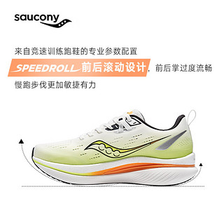 Saucony索康尼浪潮透气跑鞋男训练入门进阶尼龙板跑步运动鞋子Tide浪潮 白黑黄11【男款】 43