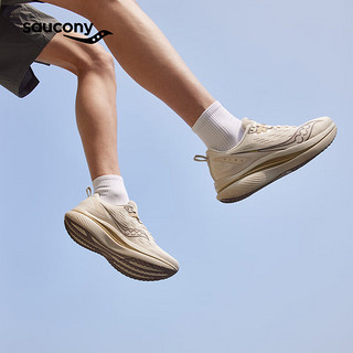 Saucony索康尼浪潮透气跑鞋男训练入门进阶尼龙板跑步运动鞋子Tide浪潮 米咖啡9【男女同款】 37.5