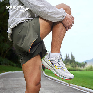 Saucony索康尼OMNI 全擎22跑步鞋男24年减震支撑训练跑鞋运动鞋男子 浅灰黄110 44