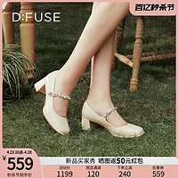 D:FUSE Dfuse迪芙斯2024春季新款银色珍珠链条粗高跟玛丽珍鞋DF41111056