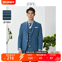 J.D.V JDV男装春夏新品蓝色时尚平驳领修身商务礼服正装西装西服外套