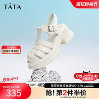 TATA 他她 厚底编织罗马凉鞋女奥莱牛皮猪笼鞋春季夏季新款YAA01BL3