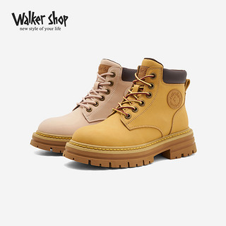 Walker Shop 奥卡索 大黄靴2024春季新款靴子登山鞋厚底工装靴短靴增高马丁靴女