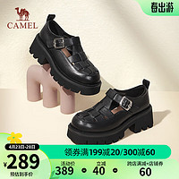 CAMEL 骆驼 2024春季新款休闲厚底粗跟小皮鞋乐福鞋单鞋女罗马鞋 L24S007081黑色 38
