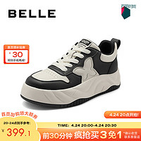 BeLLE 百丽 熊猫板鞋女24春季潮流舒适拼色休闲鞋B2D1DAM4 米白/黑 34
