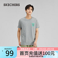 斯凯奇（Skechers）针织短袖T恤衫L223U100 中花灰/004F XS