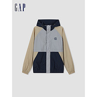 Gap 盖璞 男女装春季遮阳连帽夹克 877515 棕灰撞色 XXXL