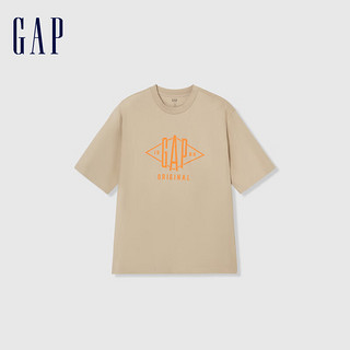Gap 男女夏季圆领纯棉短袖T恤 884791 卡其色 XL