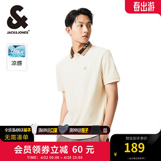 杰克琼斯 杰克·琼斯（JACK&JONES）2024年春季新款凉感舒适复古撞色翻领短袖衣服Polo衫男装