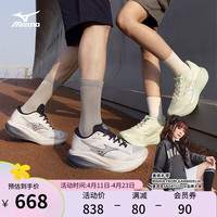 美津浓（MIZUNO）【PI PLUS】男女跑鞋夏缓震透气减震厚底软弹增高体考跑步鞋 04/鸽子灰/暗深蓝 36.5