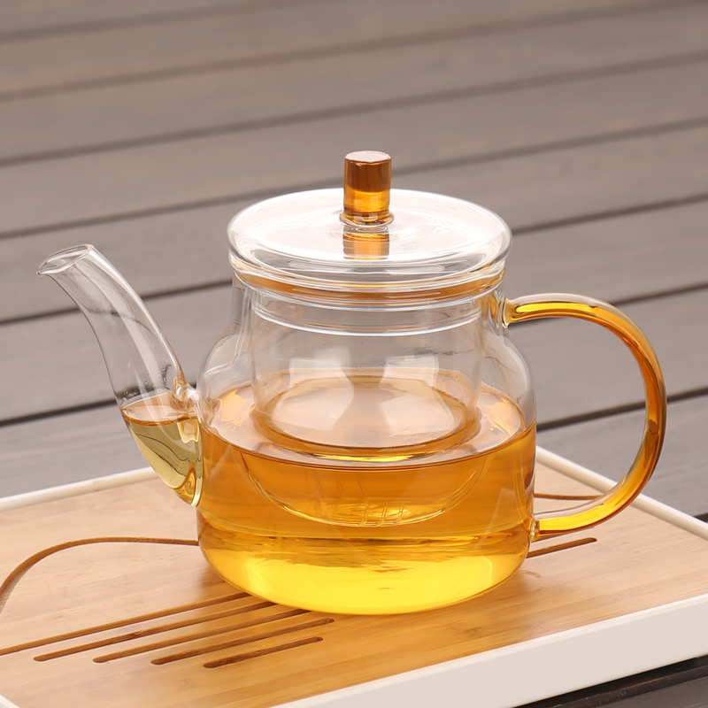 康韵 加厚玻璃泡茶壶玲珑花茶壶耐高温过滤茶壶玻璃沏茶水壶电陶炉煮茶器茶具套装 01初心壶600ml