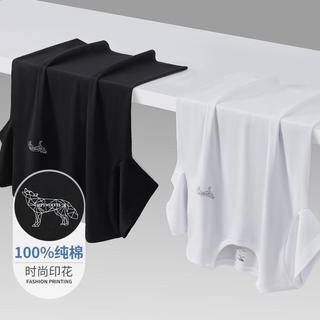 七匹狼 圆领印花男款男士打底衫短袖t恤宽松纯棉T恤男