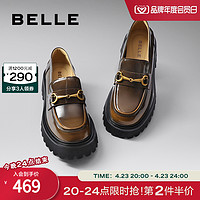 BeLLE 百丽 复古英伦风乐福鞋女鞋2024春季新款鞋子厚底真皮单鞋BMM28AA4