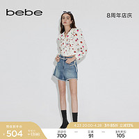 bebe 春夏系列女宽松腰链通勤时尚牛仔短裤111507