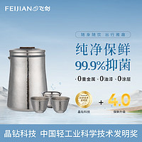 FEIJIAN 飞剑 纯钛功夫旅行茶具整套高档公道杯带过滤网套装茶海过滤泡茶器茶杯 泡茶器套装（炫目银） 1件