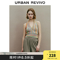 URBAN REVIVO UR2024春季女挂脖设计感油画风短款修身针织背心UWL940047 多色 S