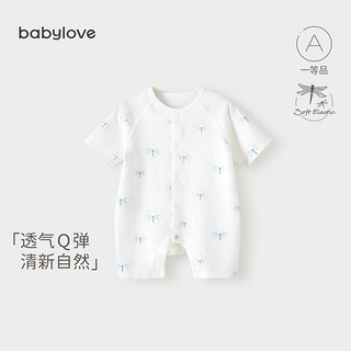 babylove 娃爱的蓓蓓 婴儿连体衣夏款宝宝哈衣爬服纯棉夏装七分袖短爬蜻蜓点水