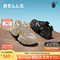 BeLLE 百丽 设计感百搭老爹鞋女增高休闲鞋A3V1DCM3 黑色 35