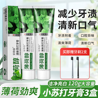 牙珍佰 酵素牙膏小苏打牙齿洁白清新口气减少牙渍牙垢清洁牙龈亮白 小苏打薄荷炫白牙膏 120g 3支