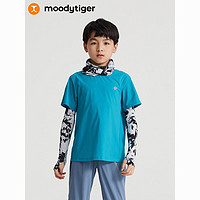 百亿补贴：moodytiger 男童短袖夏季弹力透气儿童休闲T恤Air Supply空气衣 青