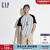 Gap 盖璞 男女装2024夏季新款纯棉logo撞色插肩短袖T恤宽松上衣465581