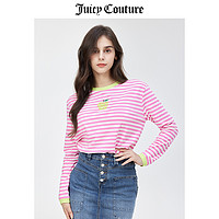 Juicy Couture 橘滋 T恤女春季新款多巴胺穿搭美式条纹撞色长袖上衣