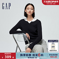 Gap 盖璞 女装2024春季新款叠穿针织衫毛衣两件套圆领长袖上衣428857