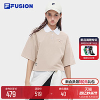 FILA 斐乐 FUSION斐乐潮牌女子短袖POLO衫2024夏季短款宽松潮流运动T恤