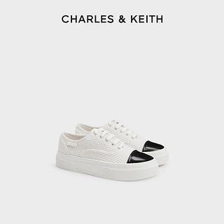 CHARLES & KEITH CHARLES&KEITH24夏新款CK1-70900511拼色厚底休闲系带运动板鞋女