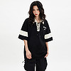 ZUOBEIKA 佐贝卡 潮牌黑色Polo衫女短袖新款美式复古学院风宽松纯棉半袖T恤