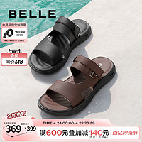 BeLLE 百丽 沙滩凉鞋2023皮凉鞋夏季男鞋商场同款真皮户外拖鞋7YG01BL3