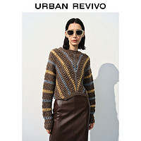 百亿补贴：URBAN REVIVO UR女装时尚休闲复古时髦撞色小小织针织衫UWH930027