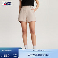 TOMMY JEANS 24春季女装潮流经典刺绣褶裥高腰休闲短裤DW0DW17775 米白色ACG 27