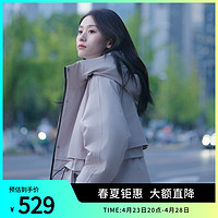 BOSIDENG 波司登 羽绒服女士连帽设计抽绳收腰时尚廓形工装风派克服纯色简约