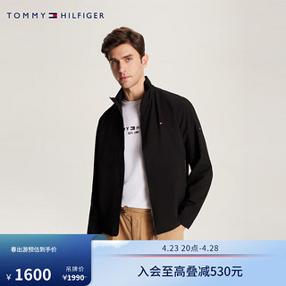 TOMMY HILFIGER 24春季男装休闲拼色镶边口袋立领合身单夹克外套34470 黑色BDS S