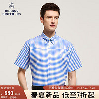 Brooks Brothers BrooksBrothers）男士24早春扣结领格纹免烫衬衫 4003-蓝色 XL