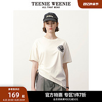 TEENIE WEENIE TeenieWeenie小熊奥莱春夏季白色圆领条纹抽绳T恤内搭上衣女