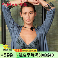 Aimer 爱慕 内衣女软钢圈性感蕾丝聚拢水袋文胸罩墨色浓秋AM148791松涛绿A80