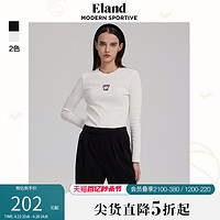 E·LAND 衣恋 Eland衣恋打底衫女甜美风薄款圆领修身长袖T恤衫春季新款