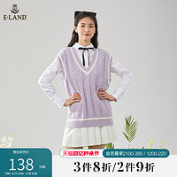 E·LAND 衣恋 Eland衣恋针织V领套头针织马甲背心女休闲时尚毛衣春夏款