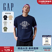 Gap 盖璞 男女装夏季2024新款LOGO纯棉百搭短袖T恤圆领休闲上衣884791