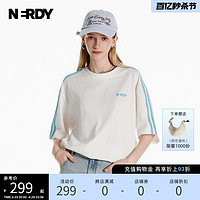 NERDY 2024夏装新款经典双杠宽松休闲情侣装短袖T恤女简约上衣潮