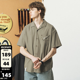 714STREET 潮牌日系古巴领短袖衬衫2024新款男女休闲衬衣情侣外套