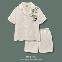 Pinksea 冰丝睡衣女夏季新中式短袖短裤情侣套装新款高级感大码男士家居服