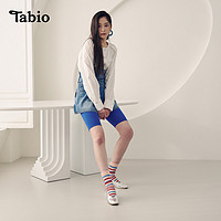 Tabio 彩色条纹袜子女春夏网眼透气高弹日系百搭外穿潮袜女中筒袜