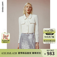 朗姿 法式小香风时尚高级感气质短款外套女2024年春洋气短外套 米白色 S