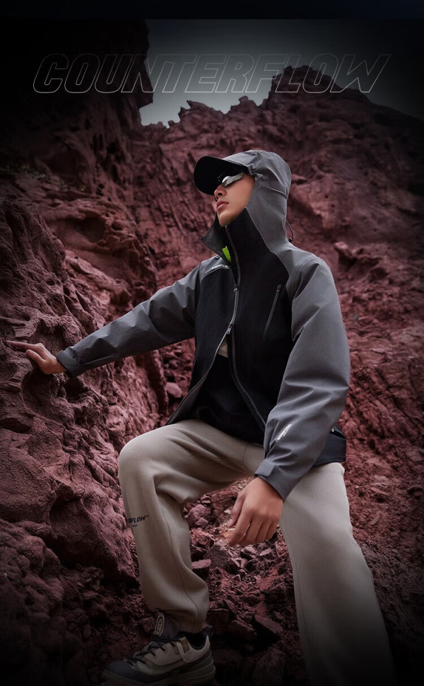 李宁万龙甲冲锋衣丨雨登山外套男女春秋户外露营夹克afdt825 黑色-1